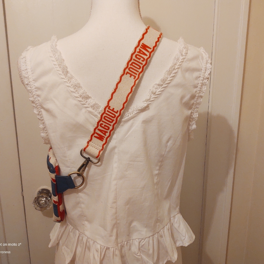 Hotel MAGIQUE + Anthropologie Red and Blue Heart Print Canvas Waist Bag - Picture 5 of 11